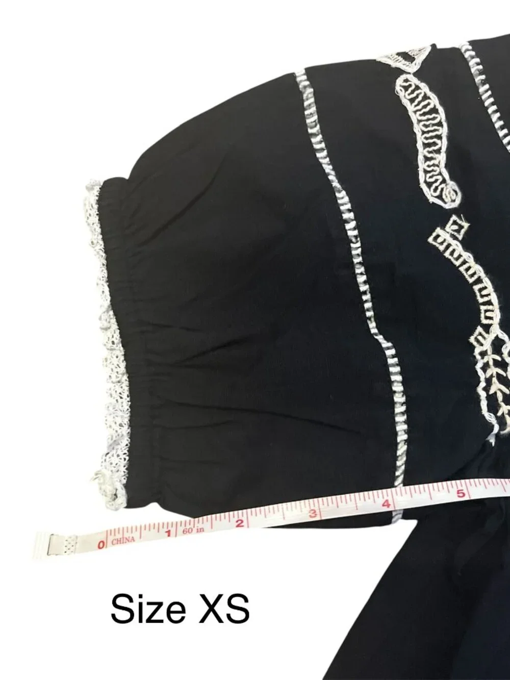 ZARA ZW Collection Embroidered Cotton Blouse NWT XS Black Contrast Summer